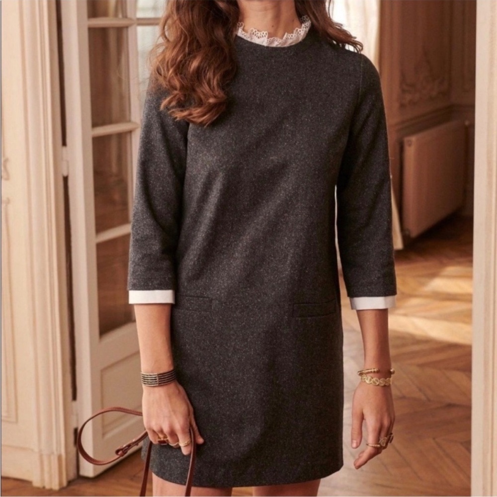 New with Tag Sézane Erin Dress in Charcoal Gray - Size 36 (US 4)